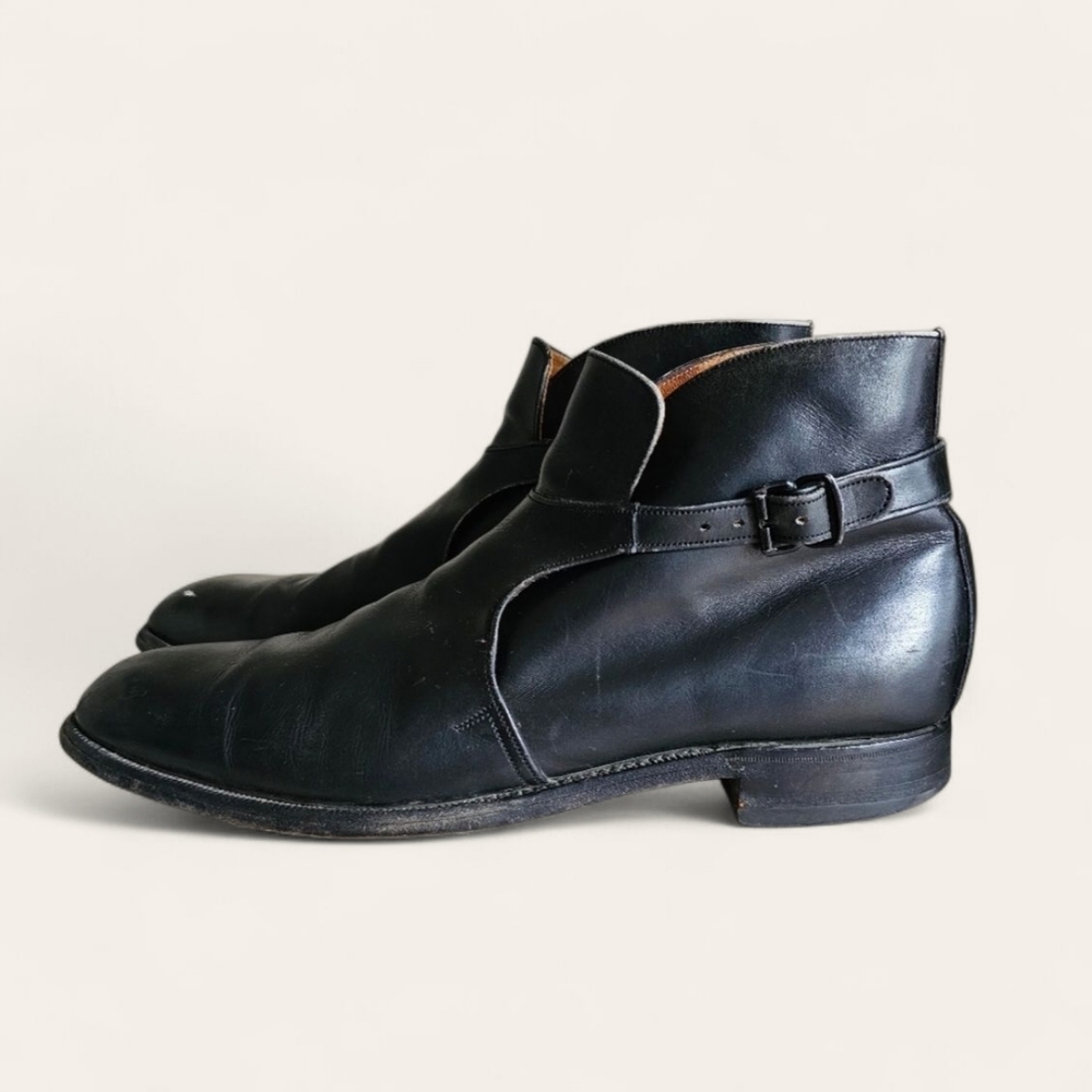 Cheany of London Derby Monk Buckle Black Leather Boots sz UK 12, US 12.5